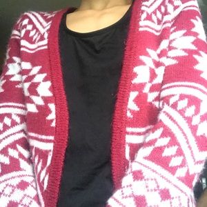 Charlotte Russe Red and White Cardigan